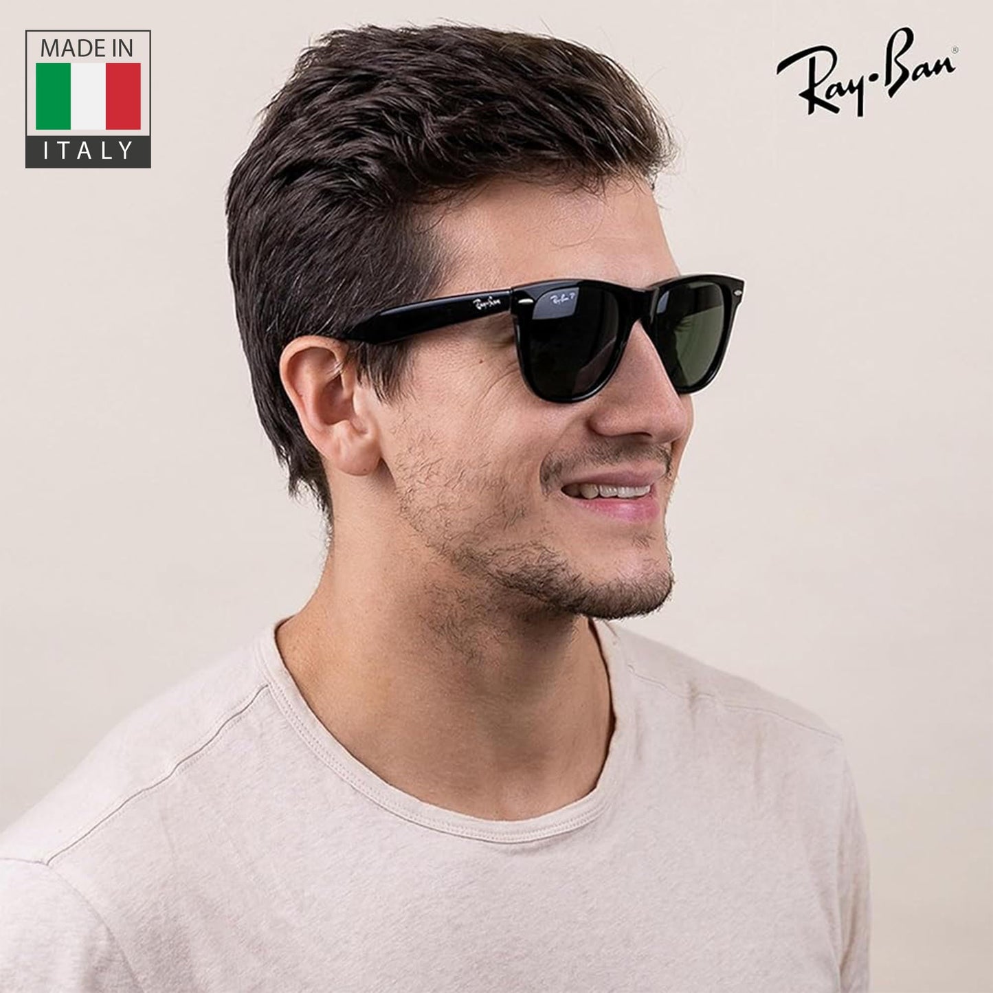 Ray-Ban RB2140 Original Wayfarer Classic Square Shape Sunglasses With Eyewear Kit Bundle - High Bridge Fit - Ideal Formal and Casual Wear Square Sunglasses