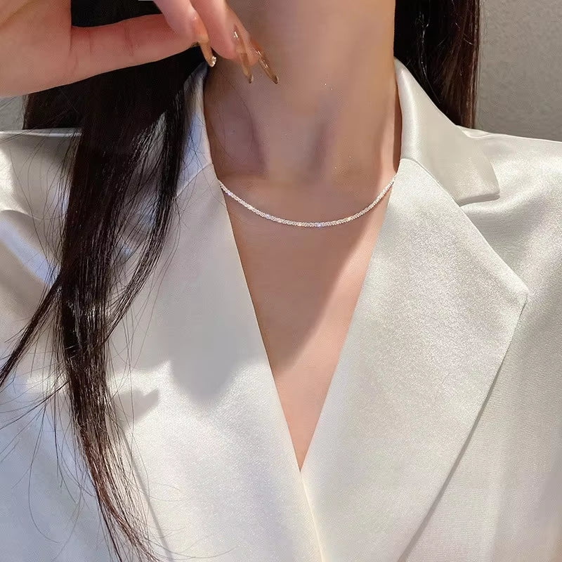 Popular Sparkling Necklace for Women Clavicle Chain Choker Fashion Jewelry Wedding Party Birthday Gift